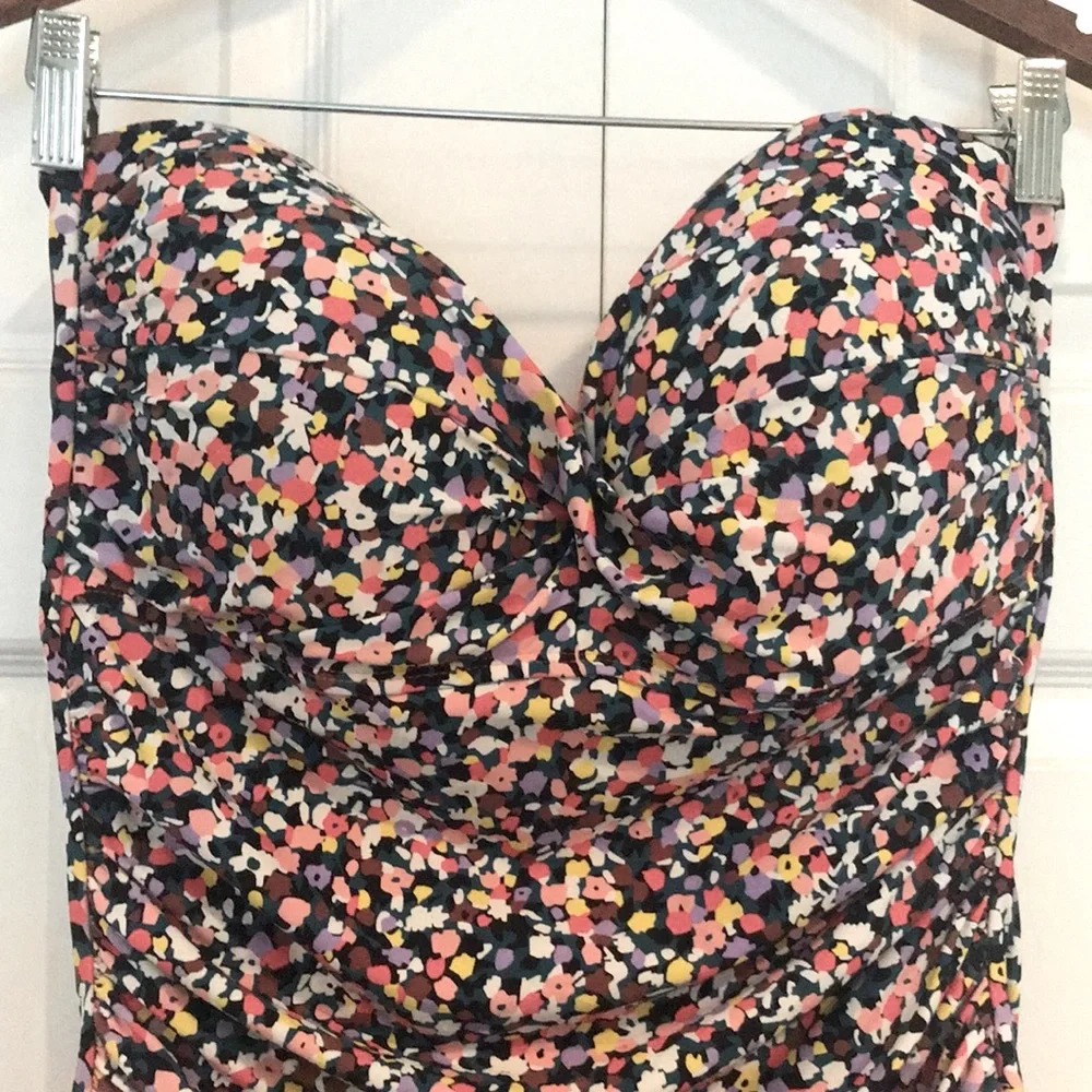 Anne Cole Multi Twist Shirred Bandeau One Piece Swimsuit Size 16 - Picture 4 of 8